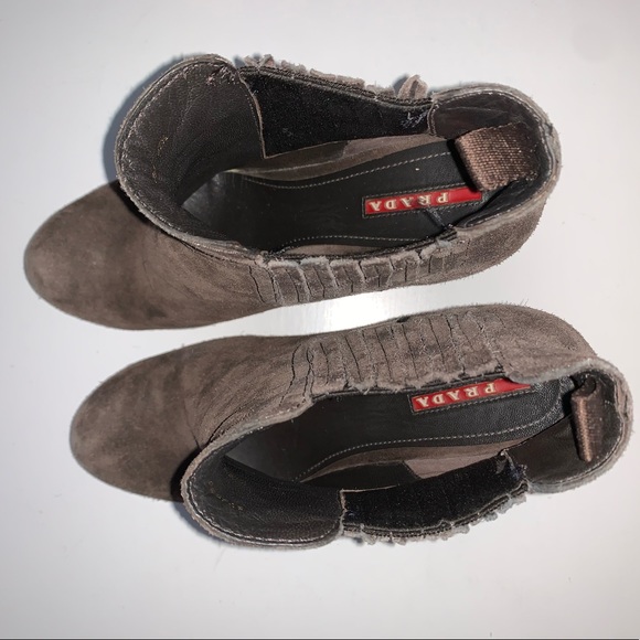 DISCONTINUED Authentic PRADA Brown Suede Booties - Picture 4 of 6